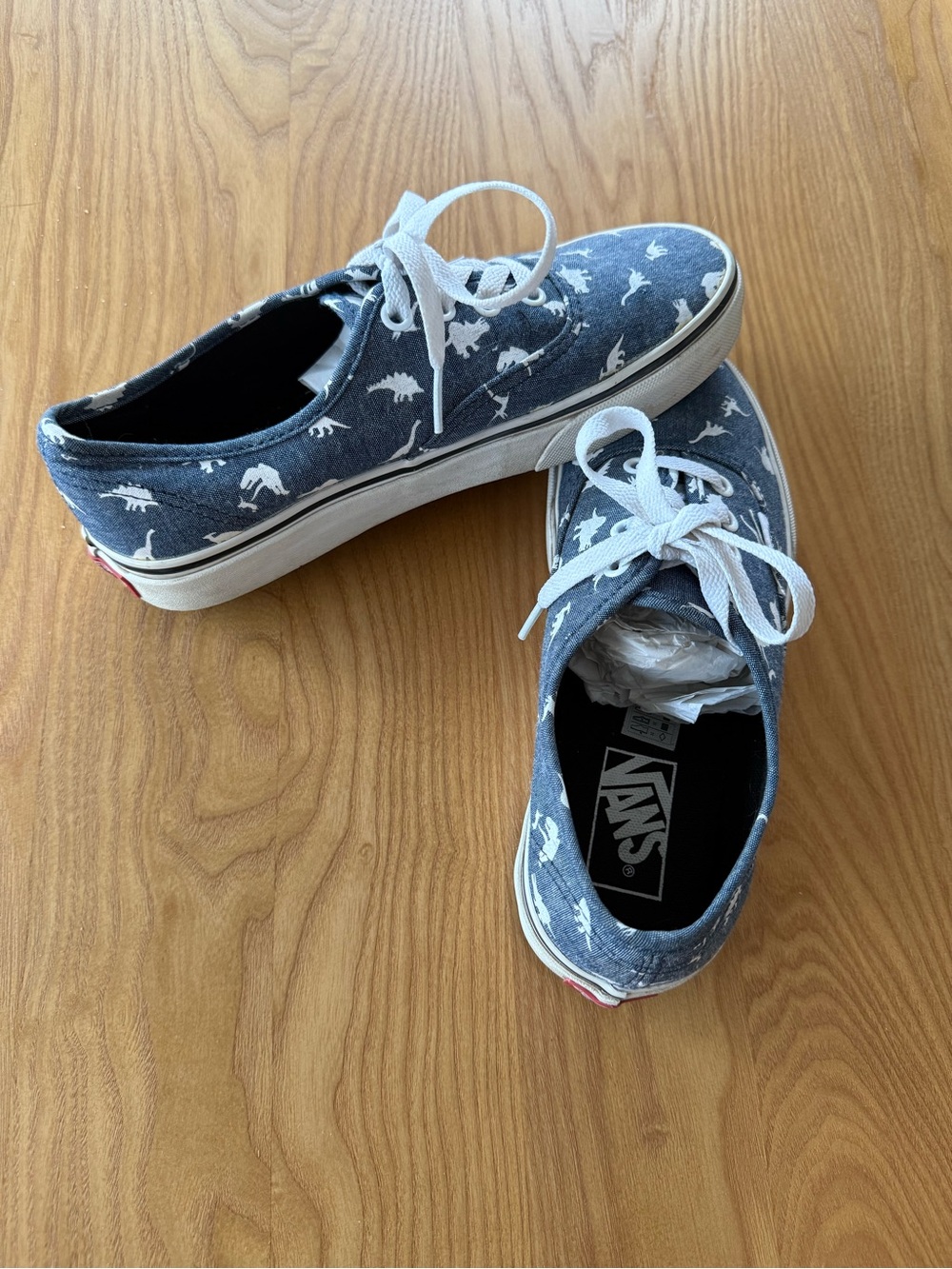 Vans Authentic Sneakers in Denim Blue with White Dino Print | Kids or Womens